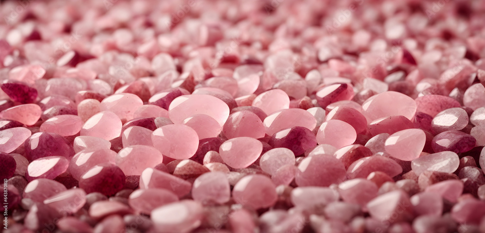 Fototapeta premium Rose Quartz stones on blurred background