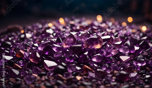 Amethyst stones on mountain cave blurred background.  © Clip Arts Fusion 