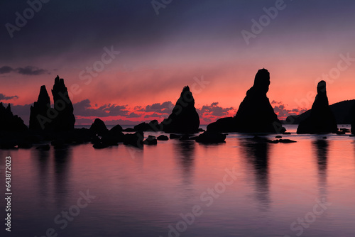 Hashigatakeiwa and morning glow, Japan,Wakayama Prefecture,Kushimoto town