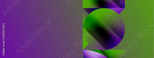 Serene gradient template. Circles and triangles mingle in minimalist perfection. Gentle fusion of forms and hues creates balanced yet captivating backdrop, embodying modern sophistication