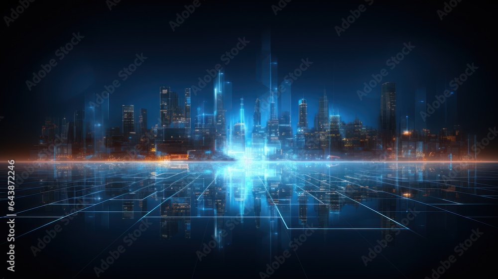 Futuristic city at night. Futuristic cityscape, Generative AI