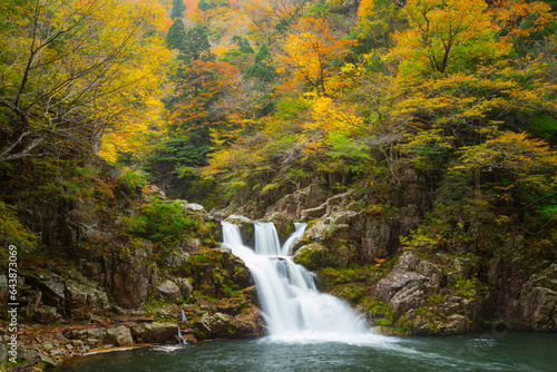Sandankyo in Autumn, Japan,Hiroshima Prefecture,Yamagata-gun,Aki Ota-cho photo