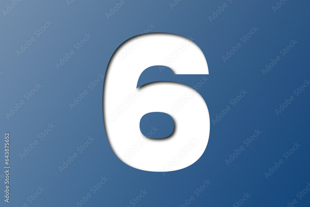Blue paper font number 6 isolated on transparent background. Blue paper font number 6 isolated on transparent background.