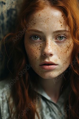 Ginger Beauty: Portrait of a Freckled Young Woman 