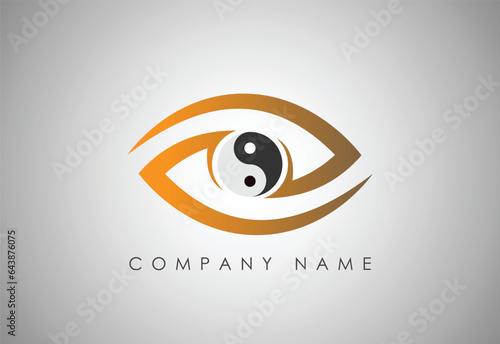 yin and yang symbol with eyes