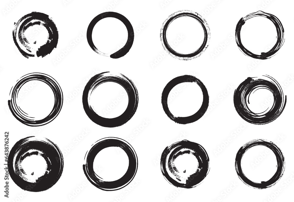 Grunge textured hand drawn elements set highlight cover icons. Grunge round frames for social media Grunge textured hand drawn elements set highlight cover icons. Grunge round frames for social media