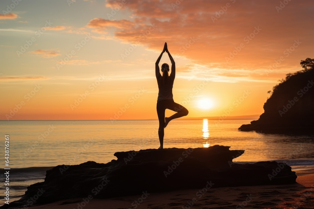 Morning Tranquility: Yoga by the Seashore
