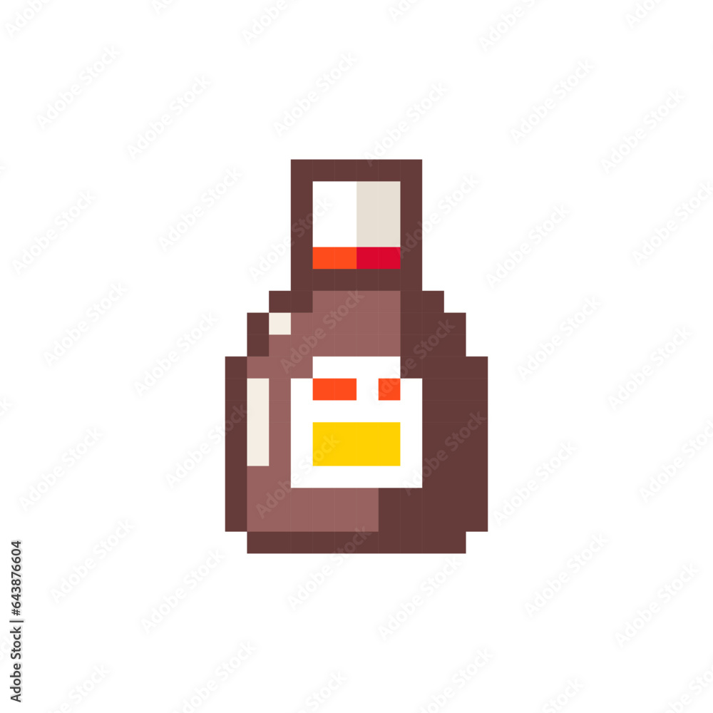 Pixel Art Barbecue Sauce. Retro 8 bit Style Fast Food Barbecue Sauce