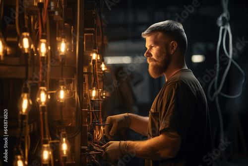 Wallpaper Mural Electrical engineer repairing electrical control panel Torontodigital.ca