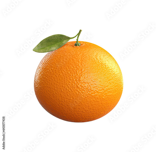 orange with leaves isolated on white background