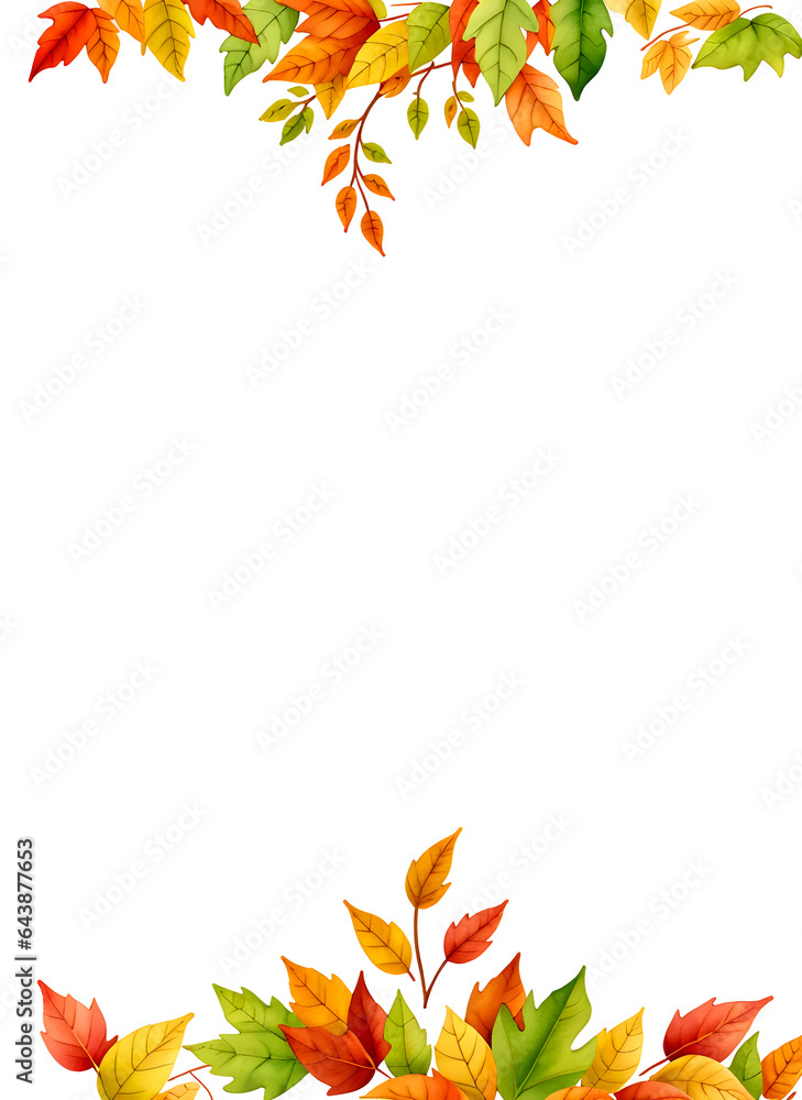 Watercolor autumn sale banner of leaves and branches isolated Watercolor autumn sale banner of leaves and branches isolated