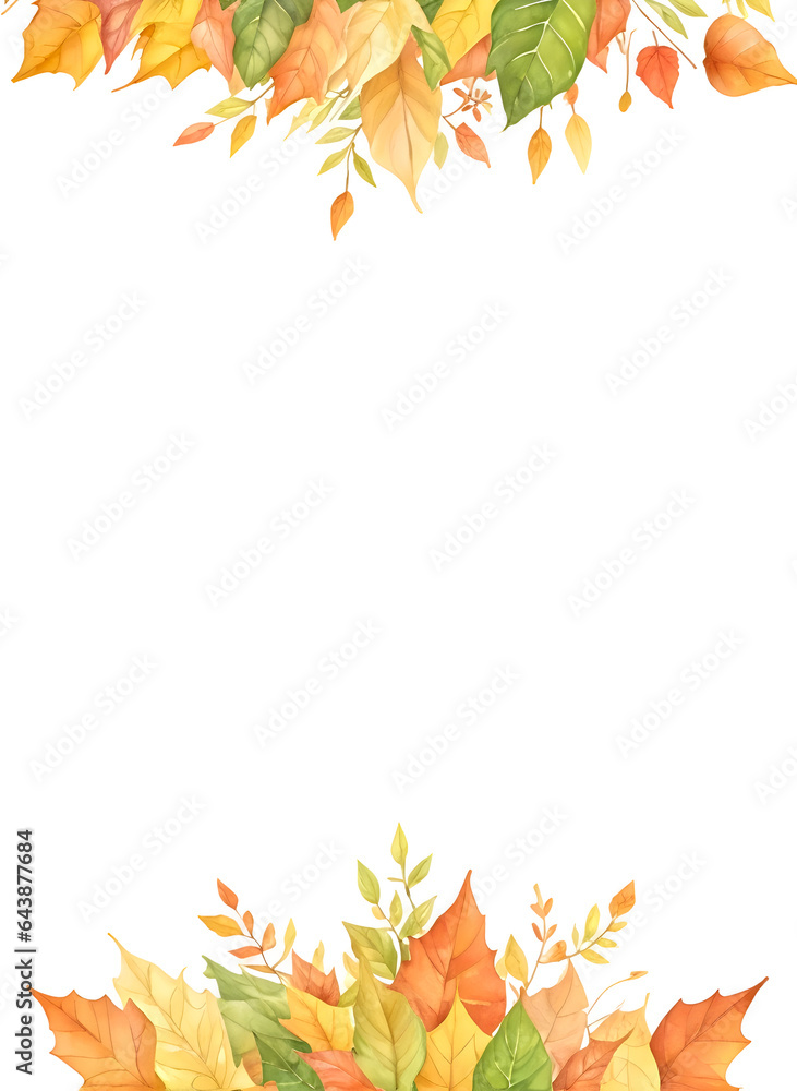Watercolor autumn sale banner of leaves and branches isolated Watercolor autumn sale banner of leaves and branches isolated