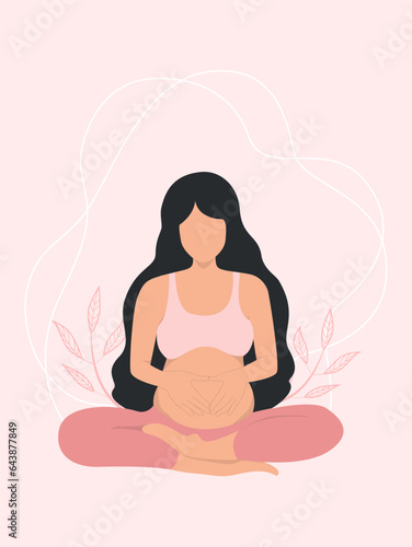 pregnant woman touching belly