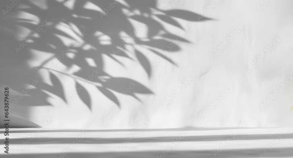Shadow of leaves on a white wall. Abstract background for design, Generative AI Shadow of leaves on a white wall. Abstract background for design, Generative AI