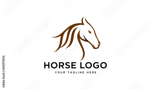 vector horse head line art logo template