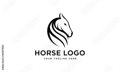 vector horse head line art logo template