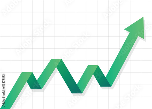green stock market arrow business graph growing pointing up on economic chart icon trending upwards financial board rises