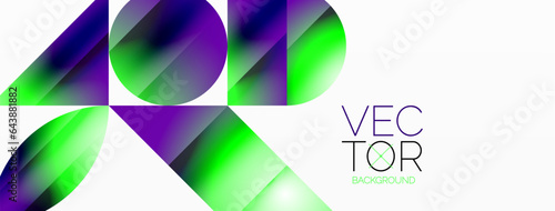Serene gradient template. Circles and triangles mingle in minimalist perfection. Gentle fusion of forms and hues creates balanced yet captivating backdrop, embodying modern sophistication