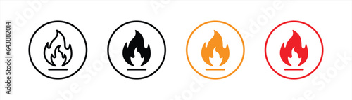 fire icon set. flame icon sign symbol collections, vector illustration
