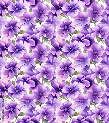 Purple geranium watercolor seamless pattern © Muh