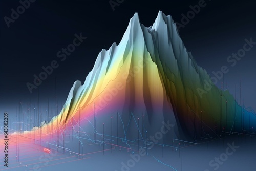 Fényképezés A depiction of a peak with data ascending and descending on either flank