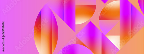 Serene gradient template. Circles and triangles mingle in minimalist perfection. Gentle fusion of forms and hues creates balanced yet captivating backdrop, embodying modern sophistication