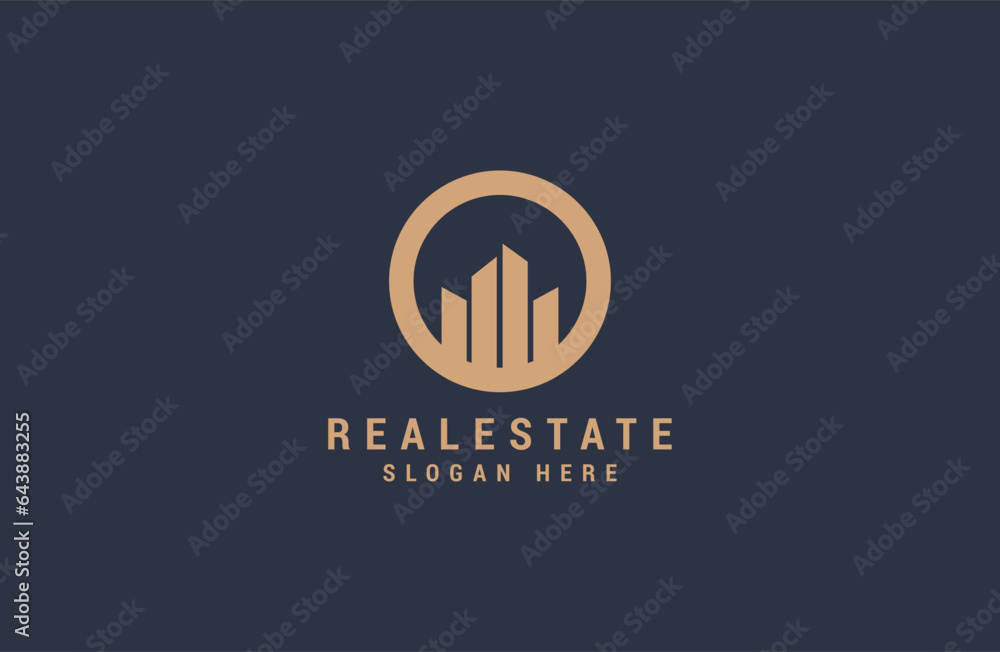 Obraz premium Building real estate logo template. luxury line vector illustration