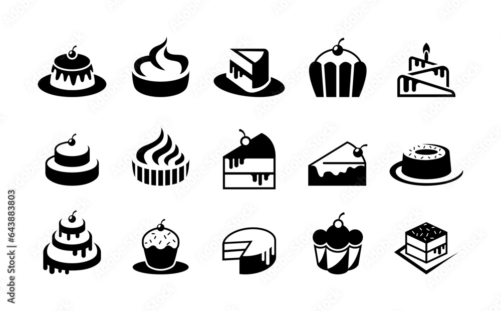 Set of cake logo collections, with hand drawn style