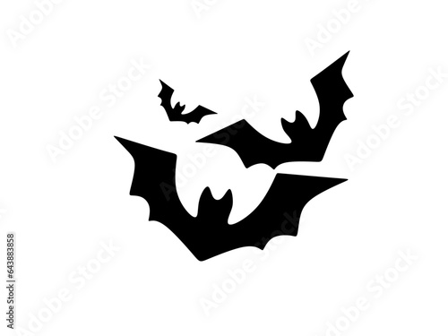 Black bats flying silhouettes isolated on white. Halloween. simple icon vector. Fall, Halloween,. wild animal elements. 