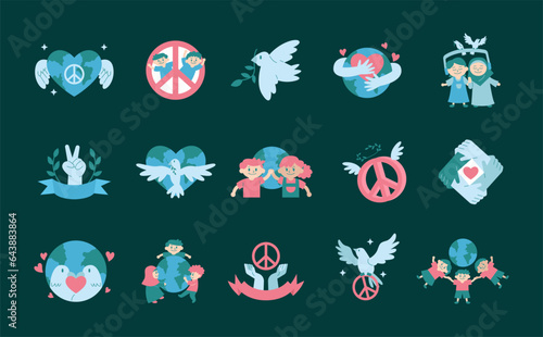 Wallpaper Mural Set of peace of day, with hand drawn style Torontodigital.ca