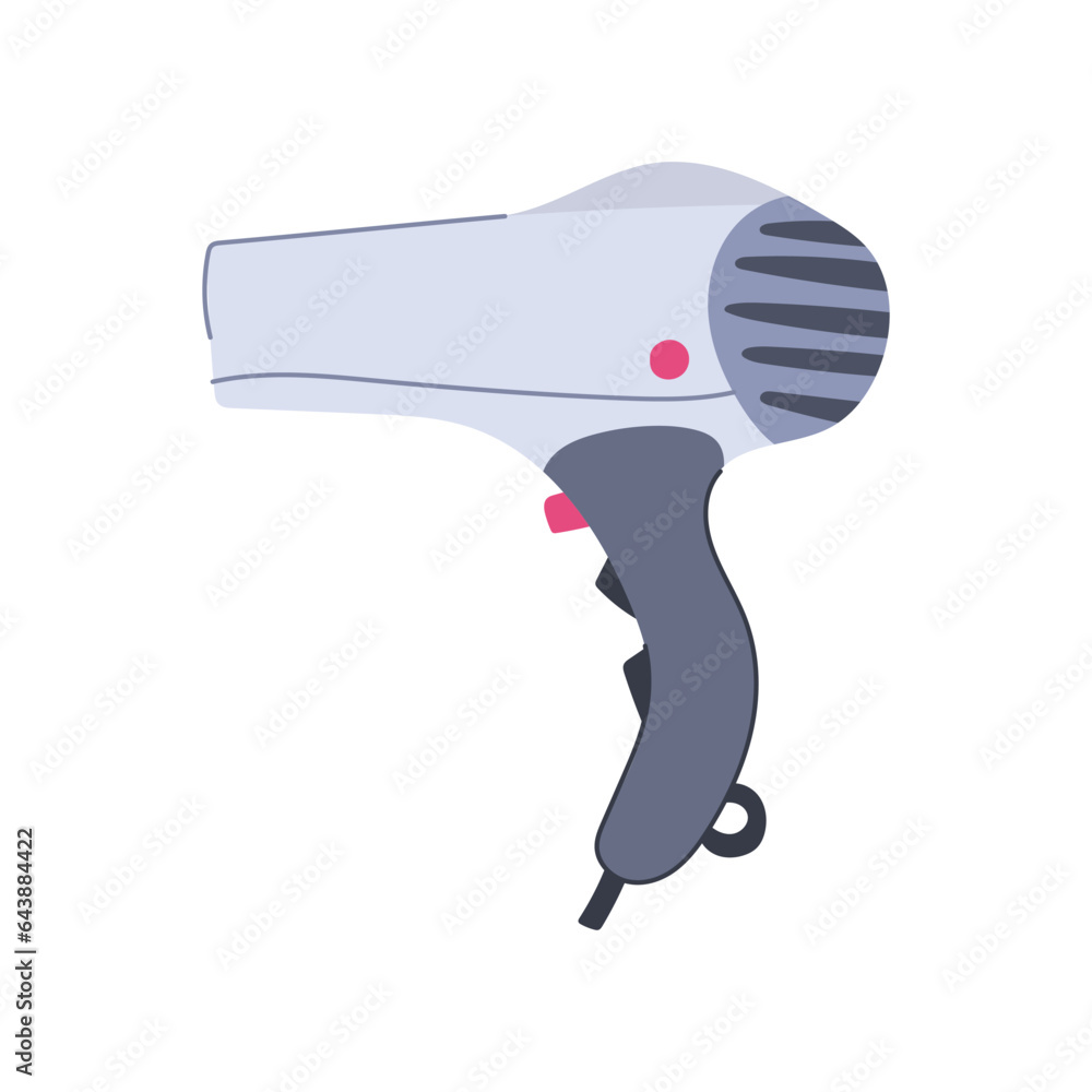 female hair dryer cartoon. beautiful bathroom, happy home, salon care female hair dryer sign. isolated symbol vector illustration