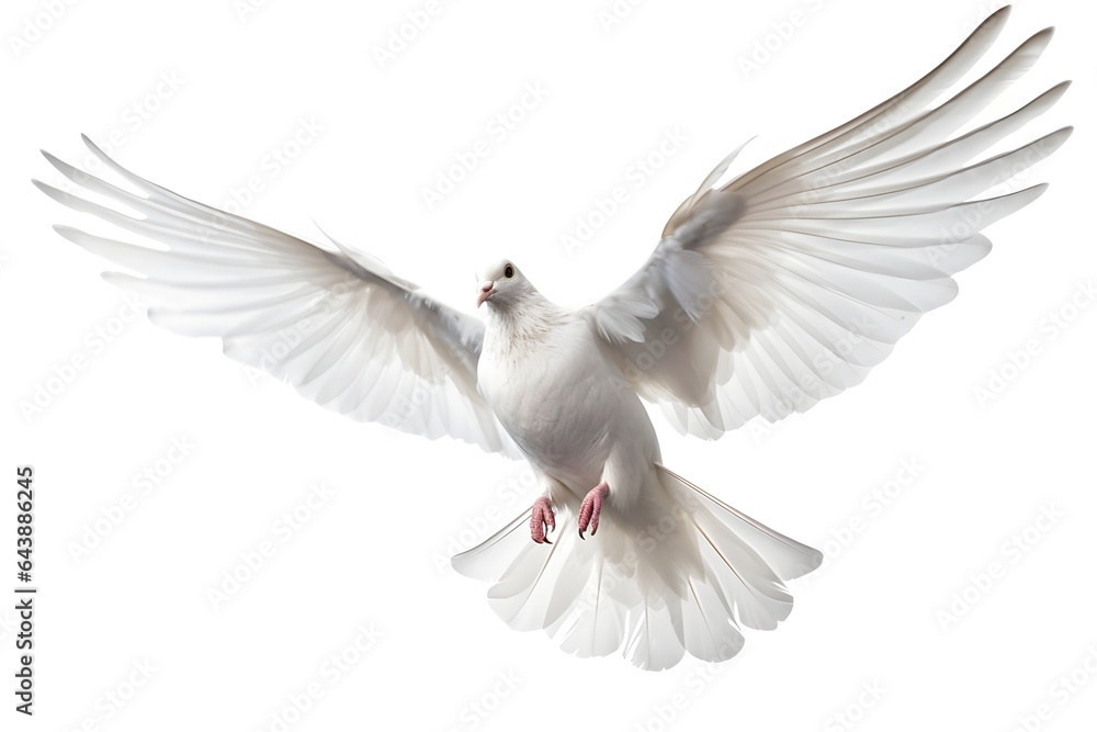 white dove flying - obrazy, fototapety, plakaty 
