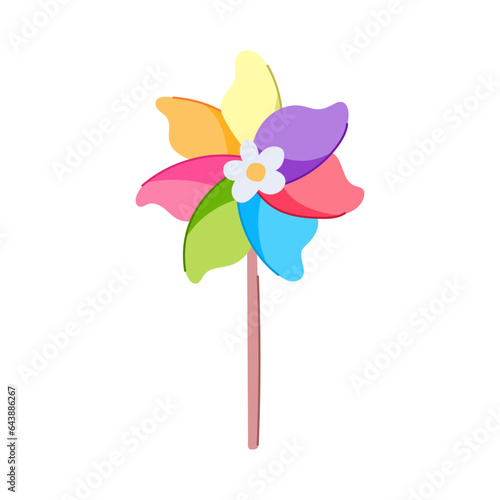 plastic pinwheel toy cartoon. play rotate, pin fan, origami fun plastic pinwheel toy sign. isolated symbol vector illustration