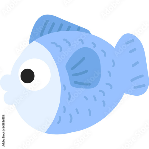 Cartoon blue fish icon illustration photo