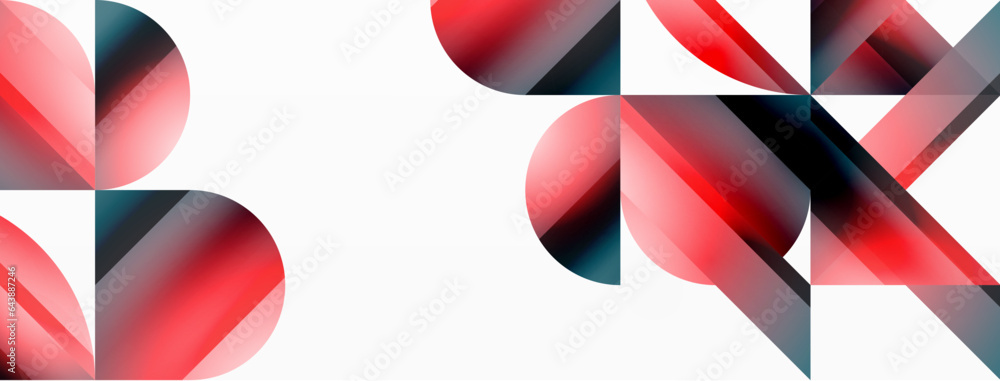 Vivid gradient triangles and circles on white. Mesmerizing fusion of shapes for digital designs, presentations, website banners, social media posts Vivid gradient triangles and circles on white. Mesmerizing fusion of shapes for digital designs, presentations, website banners, social media posts