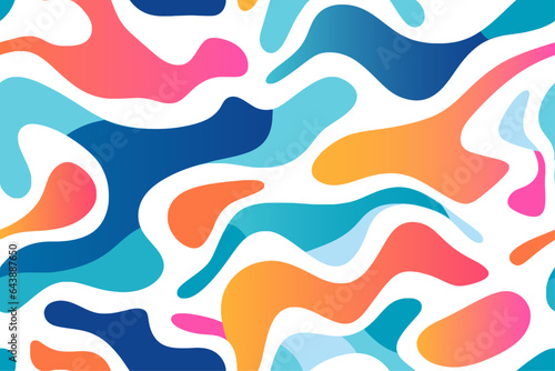 colorful abstract pattern with wavy lines, playful vector seamless background