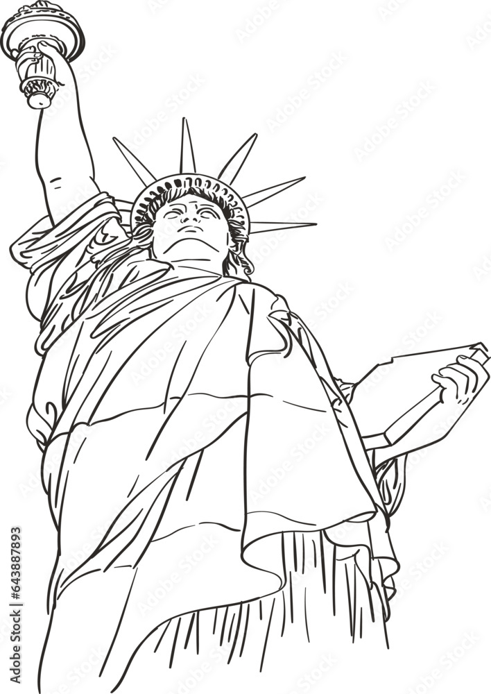 hand drawn vector illustration of Statue of Liberty