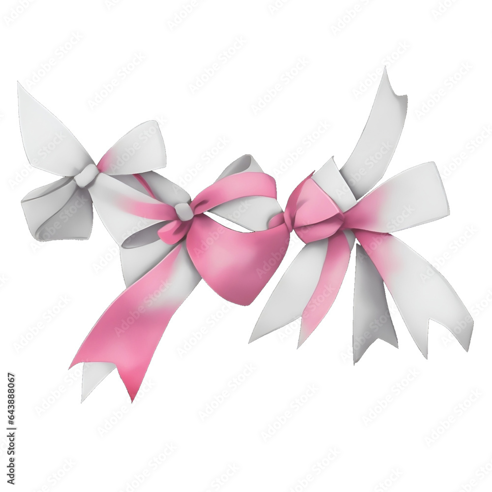 Fototapeta premium pink bow isolated on white, ai generative 