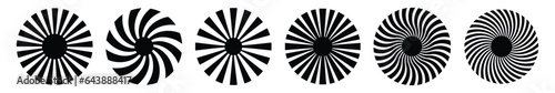 Set of sunburst element. Radial stripes. Collection of Sunburst radial vector. Circular sunburst round shape. Vector illustration.