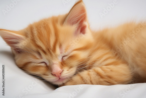 Cute sleeping ginger kitten