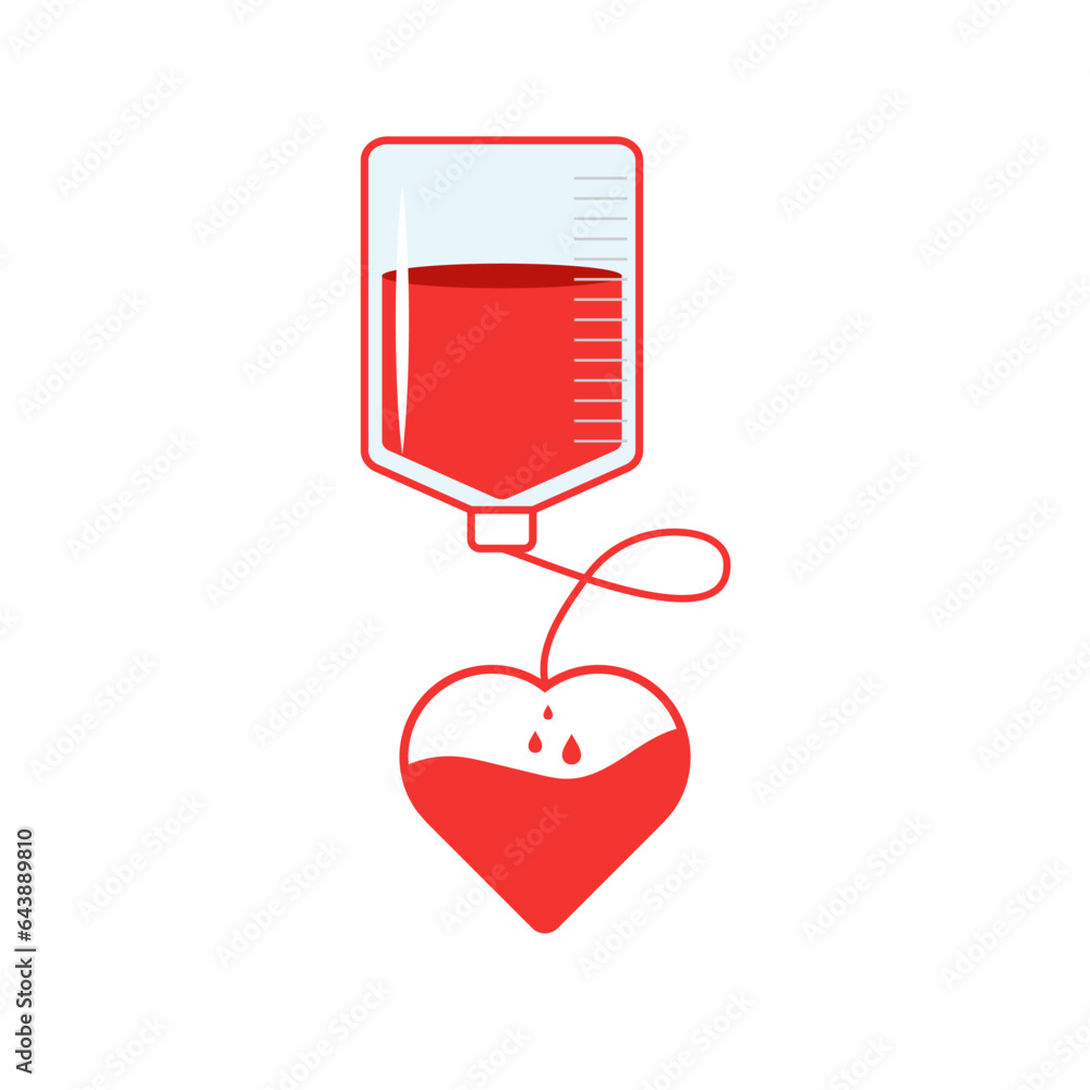 World Blood donor day. Blood vessels. Heart image. Blood donation. Blood transfusion symbols. Vector illustration. Health care concept