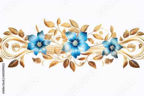 A Blue flowers and a gold flower, Generative AI © shahiddzn