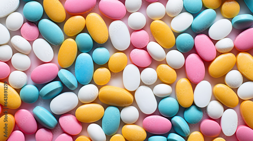 Multicolored pills on a white background
Multicolored pills on a white background