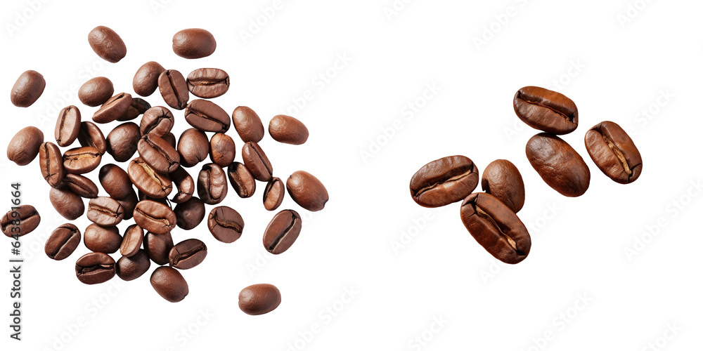 Obraz premium Closeup of coffee beans isolated on a transparent background