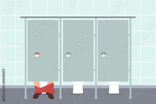 Public Toilet doors. Closed and opened toilet doors for men and women visitors.Vector illustration