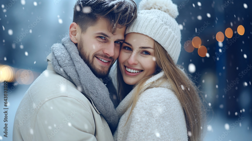 verliebtes Paar umarmt sich im Winter verliebtes Paar umarmt sich im Winter
