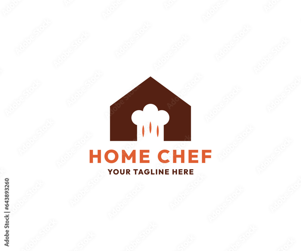 food house chef hat kitchen restaurant cafe logo vector icon