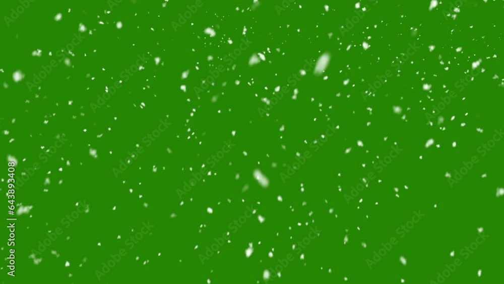 Snow falling on green background Snow falling on green background