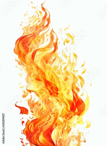 Fiery flame against a pure white backdrop