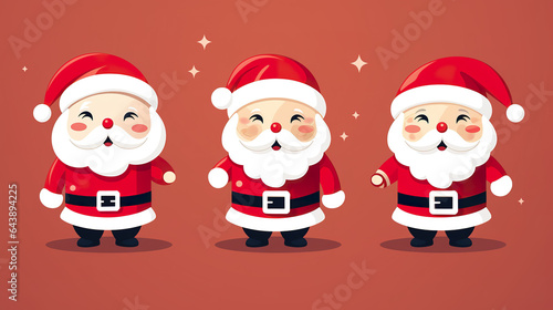 Illustration set of cute Santa Claus graphic design.  © Teeradej